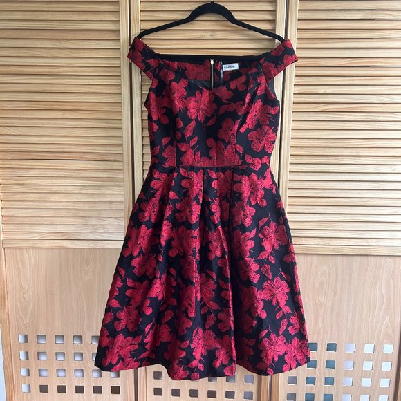 Calvin Klein Dresses Black Red Off The Shoulder Calvin Klein Dress